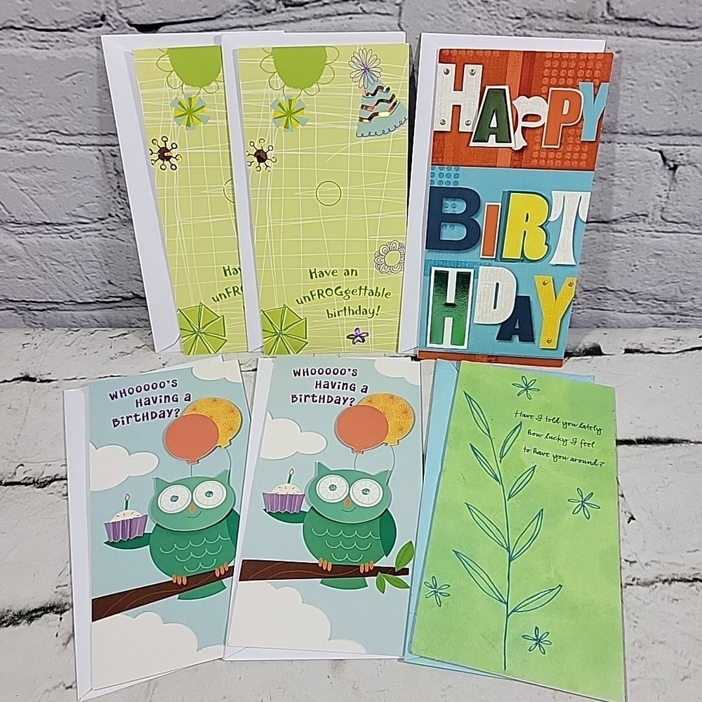 Hallmark Birthday Cards Lot Of 6 With Envelopes Slim Cash Holders Some 3D New